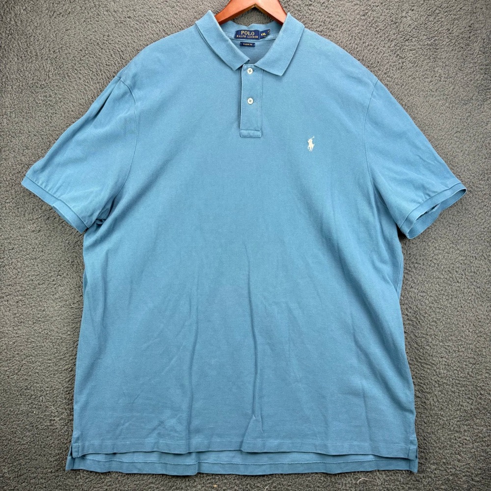 Polo Ralph Lauren Men XXL Classic Fit Blue Short Sleeve Pique Polo Shirt